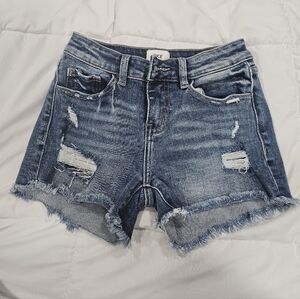 Distressed Denim Girl Short - Blue
